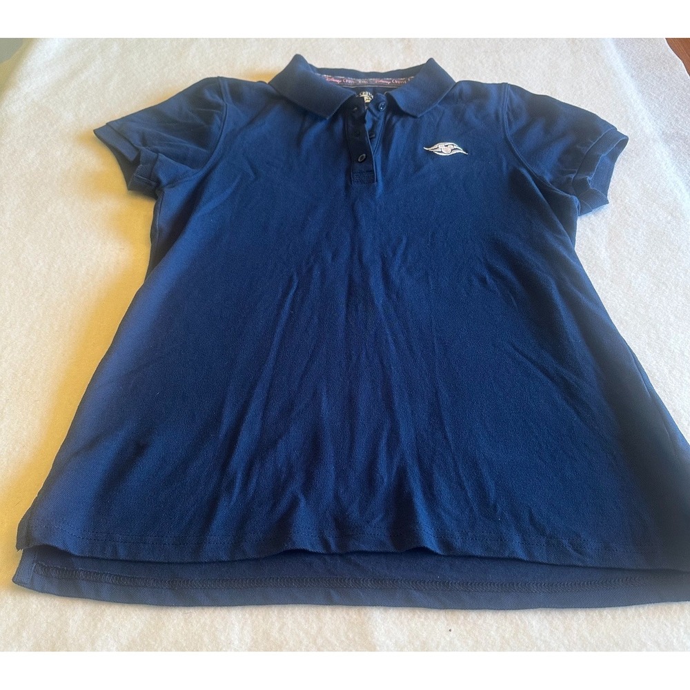 Disney‎ Cruise Line Navy Blue Polo Shirt Womens M Mickey Logo Short Sleeve